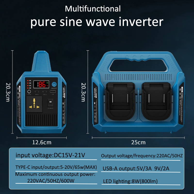 Outdoor Power Adapter Usb - Inversor de Bateria de Lítio 600W