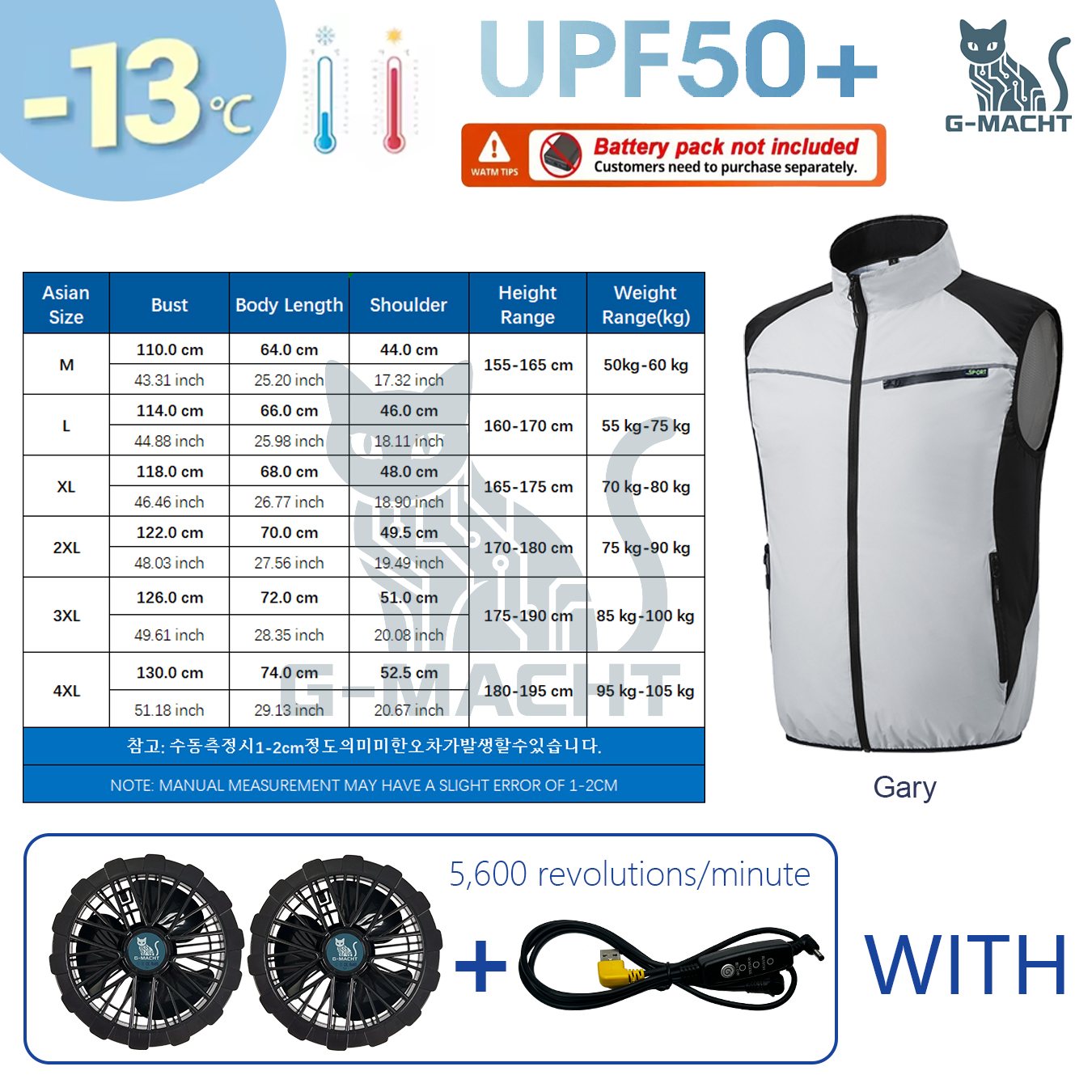 Outdoor Power Not Working - Colete com Ventilador USB para Resfriamento,